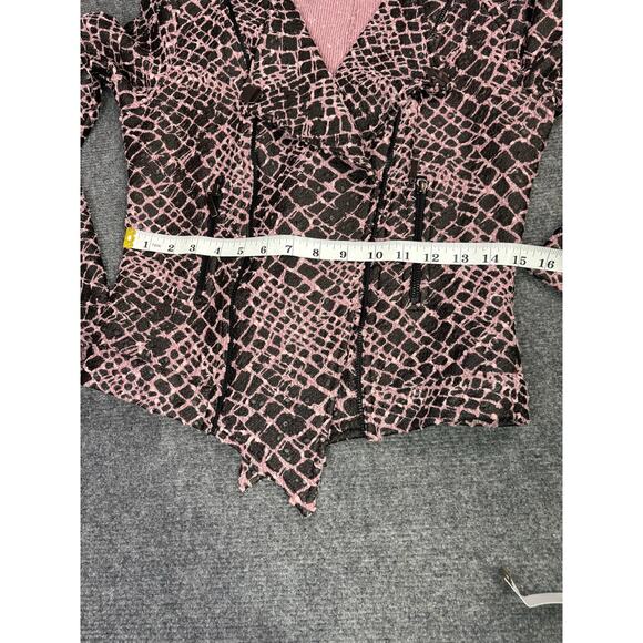 Frank Lyman Blazer Women’s 8 Textured Crocodile Pattern Avant Garde Pink Black - Picture 9 of 12
